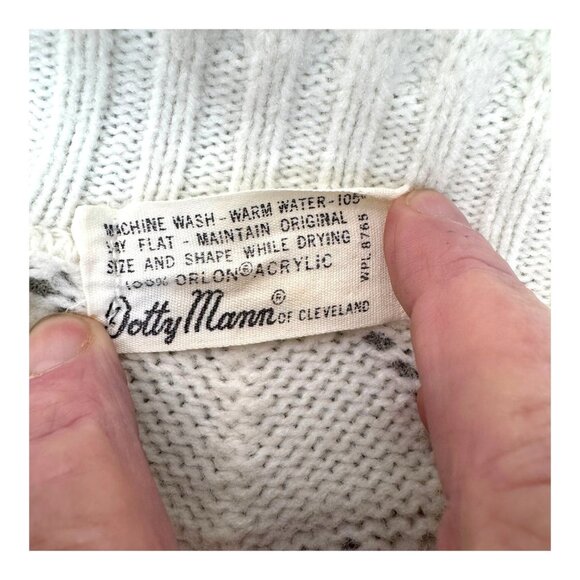 Vintage Dotty Mann Cleveland 50s White Duster Cardigan Sweater Knit Open Long L - Picture 3 of 4
